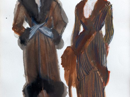 Two Haute Couture Costume Designs in Brown and Blue For Cheap