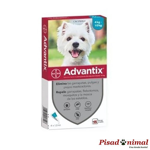 Pipetas Advantix Antiparasitarias para Perros pequeños (4 a 10Kg) Caja de 4 Unidades For Cheap