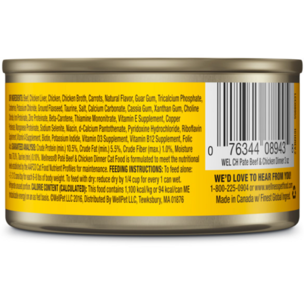 Wellness Complete Health Natural Grain Free Beef and Chicken Pate Wet Canned Cat Food For Sale