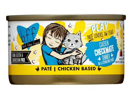 Weruva BFF PLAY Checkmate Chicken Dinner in a Hydrating Puree Pate Wet Cat Food, (12) 2.8 oz Cans Supply