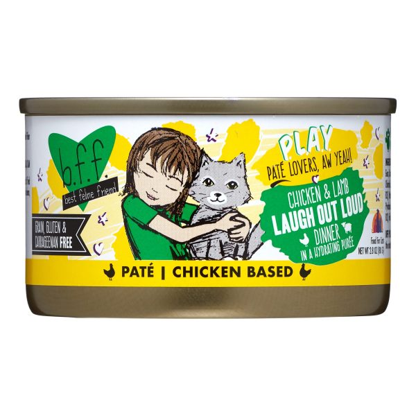 Weruva BFF PLAY Laugh Out Loud Chicken & Lamb in a Hydrating Puree Pate Wet Cat Food (12) 2.8 oz. Cans Supply