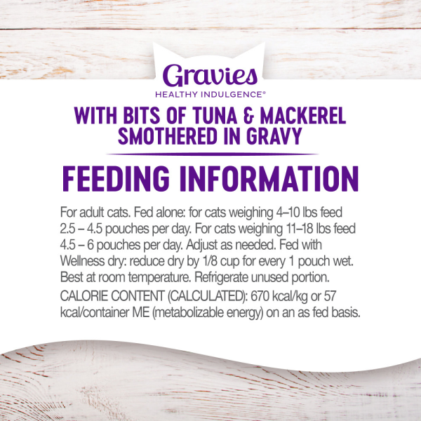 Wellness Healthy Indulgence Natural Grain Free Gravies with Tuna and Mackerel in Gravy Cat Food Pouch For Discount