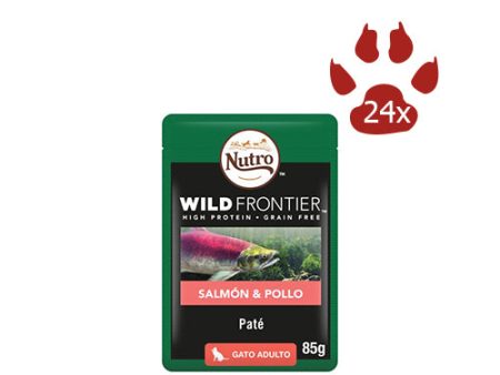 NUTRO WILD FRONTIER Salmón&Pollo Comida Húmeda para Gatos 24x85gr For Sale