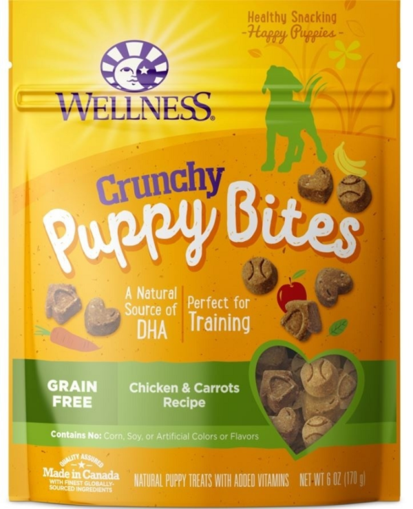 Wellness Natural Grain Free Crunchy Puppy Bites Chicken and Carrots Recipe Dog Treats on Sale