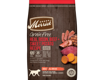 Merrick Premium Grain Free Dry Adult Wholesome And Natural Kibble With Beef, Bison And Sweet Potato For Sale