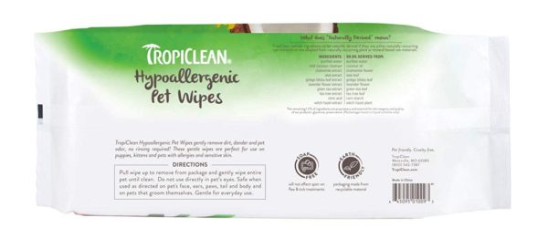 Tropiclean Pet Wipes HypoAllergenic 100ct For Discount