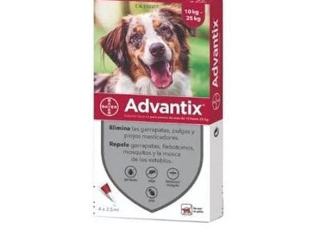 Pipetas Advantix Antiparasitarias para Perros Medianos (10-25kg) Adultos Caja de 4 Unidades on Sale